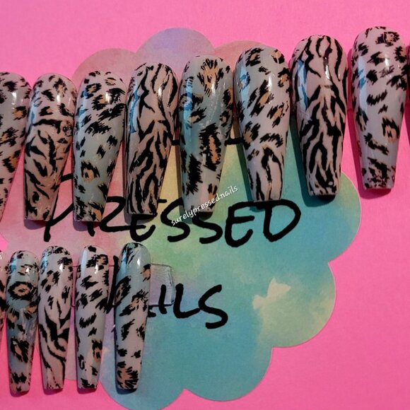 Long Ballerina Animal Print Press on Nails - Picture 3 of 3